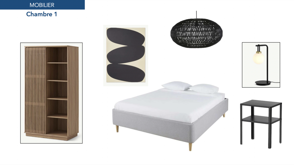 sélection mobilier pour aménagement projet investissement locatif Architecte Décoratrice d'Intérieur Paris | Alizée Florsch | Dose Déco | Normandie | Hauts de Seine