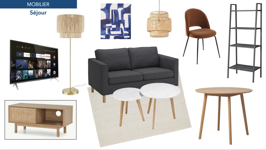 sélection mobilier pour aménagement projet investissement locatif Architecte Décoratrice d'Intérieur Paris | Alizée Florsch | Dose Déco | Normandie | Hauts de Seine