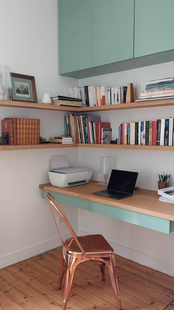 Architecte Décoratrice d'intérieur Trouville | Alizée Florsch | Dose Déco bureau sur mesure avec étagères et rangements