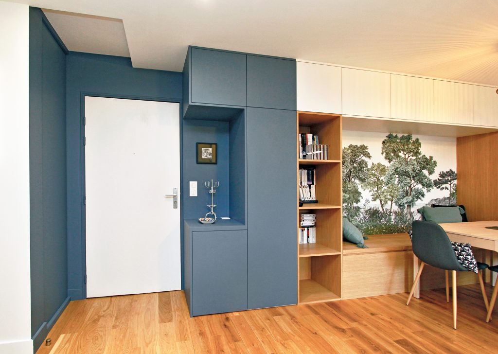 projet asnières, appartement 2 pièces de 45m2 avec entrée ouverte sur pièce de vie réagencé par architecte d'intérieur à Asnières
