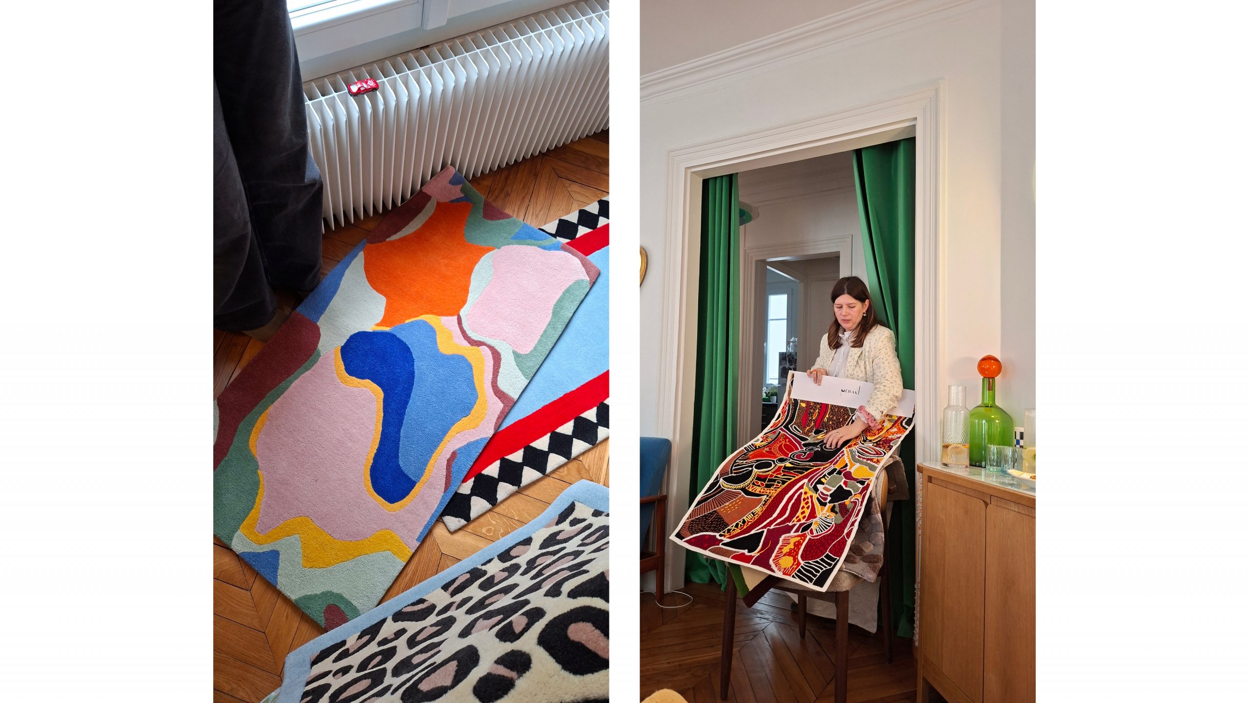 les apéros déco dans le showroom appartement colortherapis dédié aux tapis et meubles sur mesure